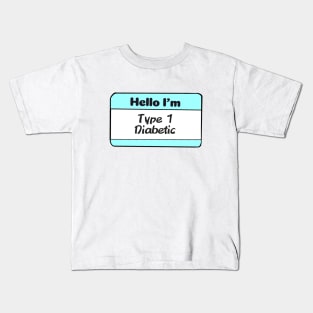 Diabetes Nametag - Teal Kids T-Shirt